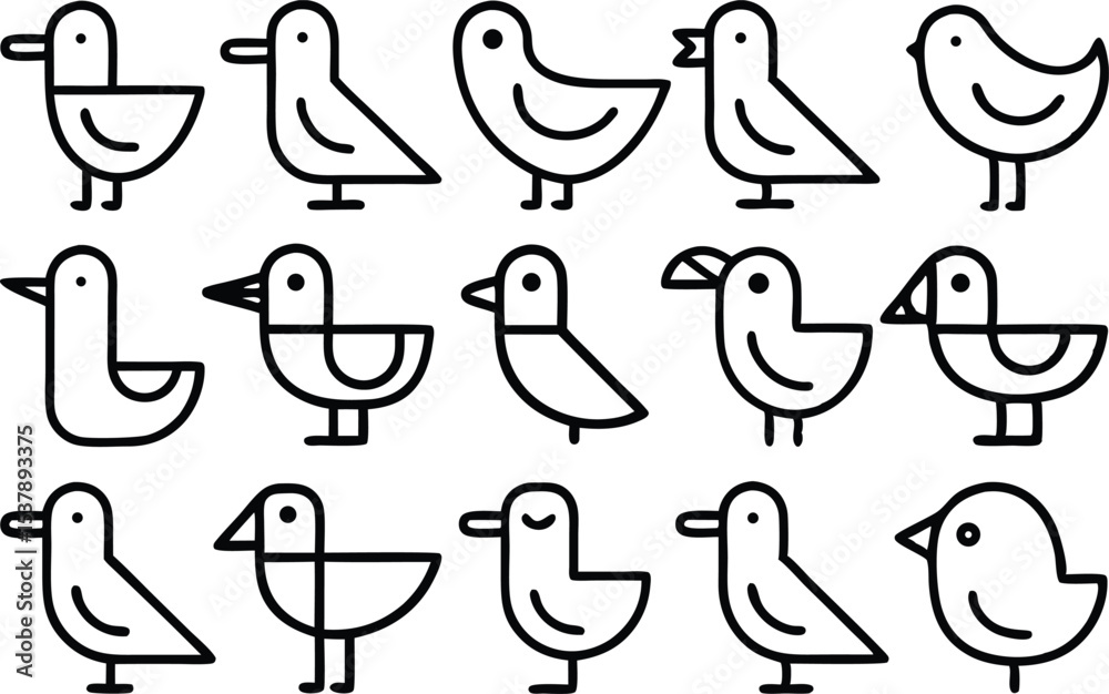 Fototapeta premium Seagull icon set featuring sea and herring gulls isolated on transparent background