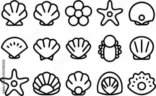 Seashell and pearl icon collection a set of high quality icons featuring shells and ocean themes isolated on transparent background
