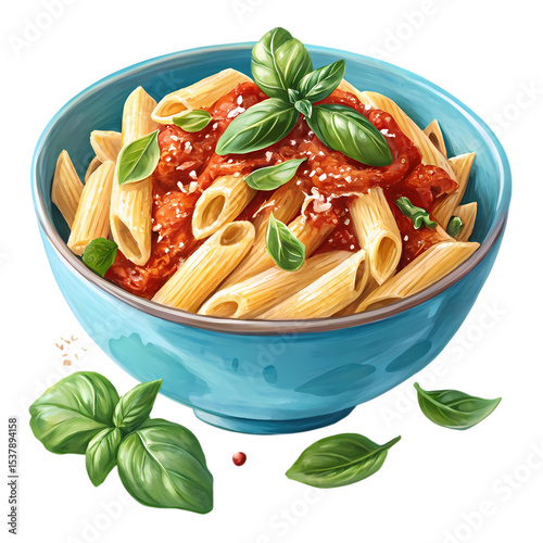 Delicious Penne Pasta with Tomato Sauce: A Vibrant Culinary Illustration