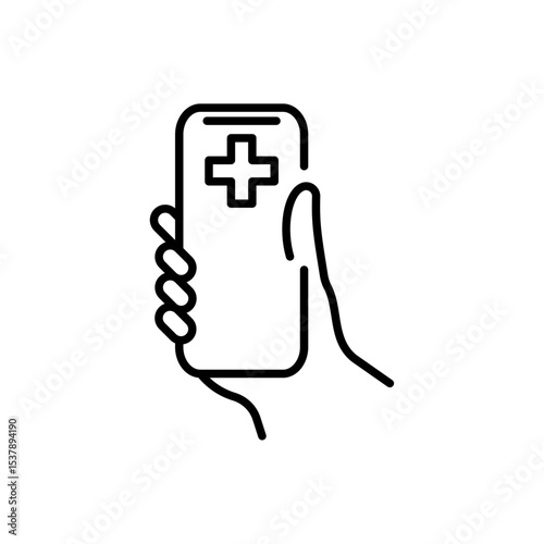 Digital healthcare line icon. Diagnosis, technology, applications, etc. Editable stroke