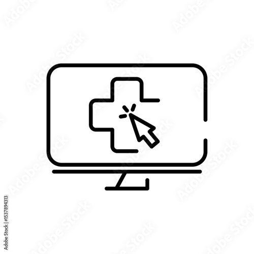 Digital healthcare line icon. Diagnosis, technology, applications, etc. Editable stroke