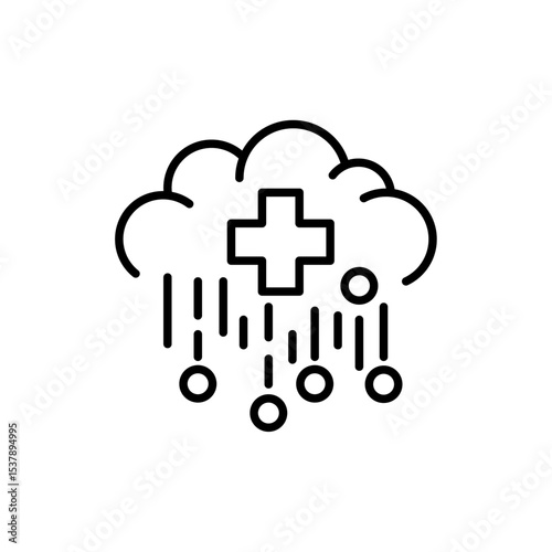 Digital healthcare line icon. Diagnosis, technology, applications, etc. Editable stroke