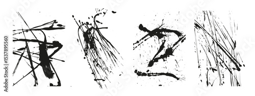 Grunge texture with splatters. Liquid paint drops. Messy abstract ink blots. Dirty hand painted backdrop. Distressed art design. 