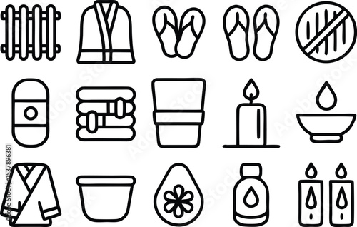Spa essentials icons flat design set isolated on transparent background