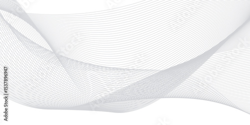 Flowing wave pattern gradient smooth curve shape isolated on transparent background. Technology , science lines flow and motion energy blend.	
