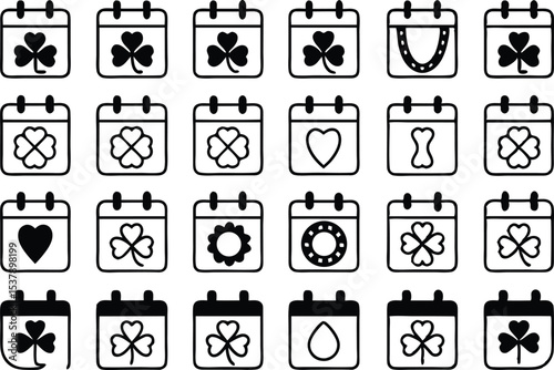 St patricks day calendar icon set a single high quality design featuring shamrocks leprechauns and holiday symbols