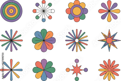 Groovy Retro Floral and Abstract Shapes Collection