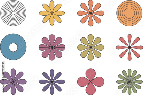 Groovy Retro Floral and Abstract Shapes Collection