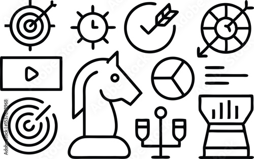 Strategic planning outline icons a single high quality icon set for business presentations and documents