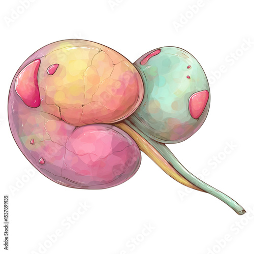 UTI symptoms and bladder scan concept. A vibrant and whimsical illustration of organic forms. photo
