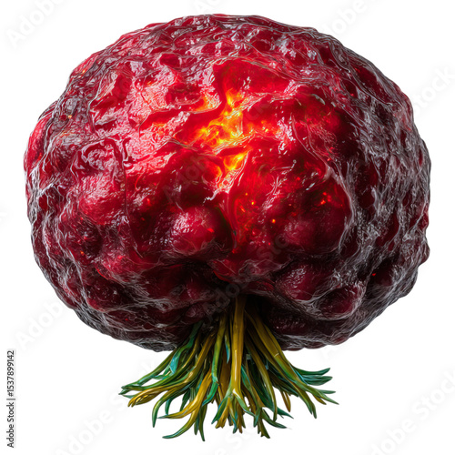 UTI symptoms and bladder scan concept. A vibrant, organic food sculpture resembling a unique vegetable. photo