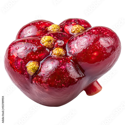 UTI symptoms and bladder scan concept. A vibrant heart-shaped fruit with glistening red surface. photo