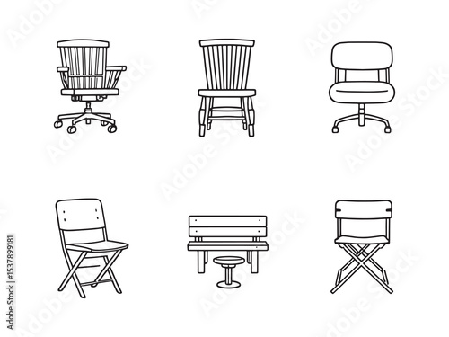 Minimalist Chair Line Art Illustration Collection