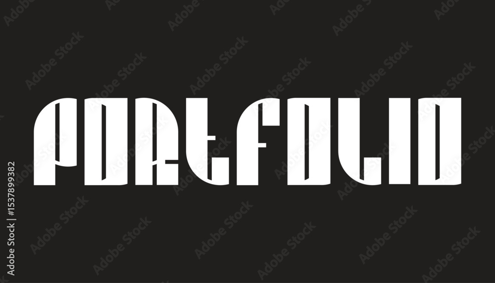 Portfolio word text vector custom typography illustration isolated banner