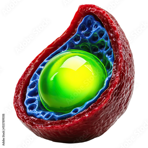 UTI symptoms and bladder scan concept. Colorful fruit slice showcasing unique textures and vibrant colors. photo
