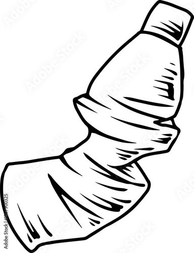 Crumpled plastic bottle line drawing illustration  