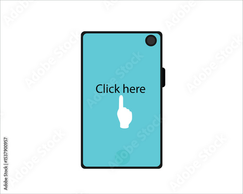 A phone with the word press here and a finger icon that you press