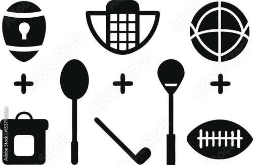 High quality flat design icon set featuring various team sports ideal for websites or applications