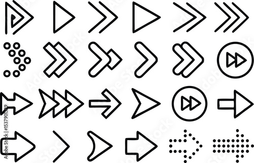 Outline icon set depicting time acceleration a single icon design for clocks speed and progress