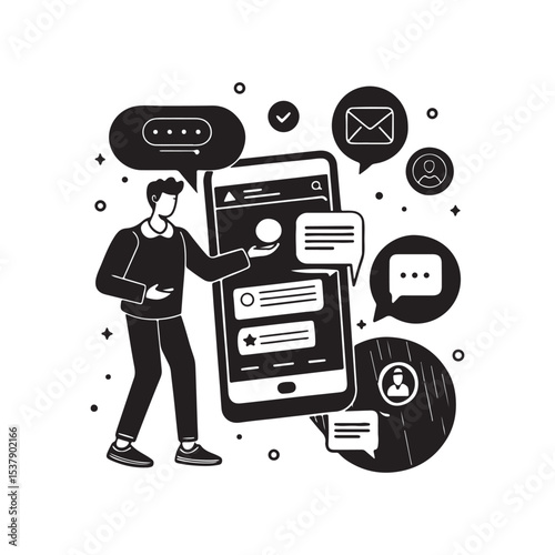  AI Powered Live Chat Interface Customer Support with Floating Speech Bubbles & Product Icons Futuristic.
