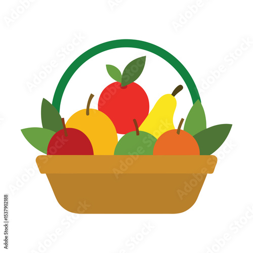 fruits basket white background.