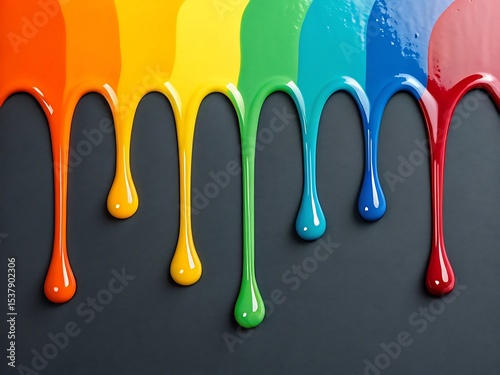 Vibrant Rainbow Paint Dripping A Colorful Abstract Masterpiece