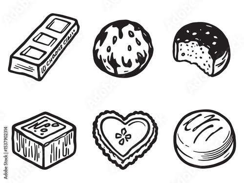 Chocolate Bar Line Art Illustrations