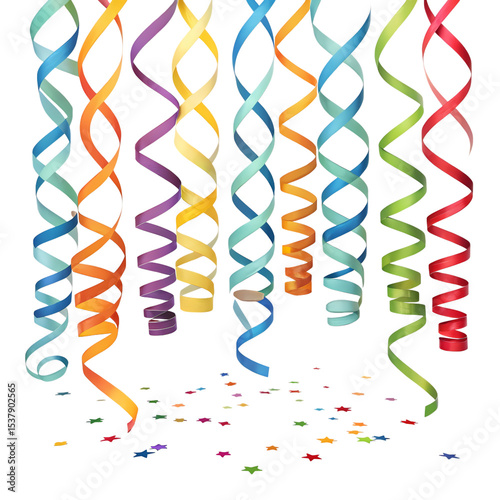 Vibrant Celebration: Colorful Curling Ribbons & Confetti