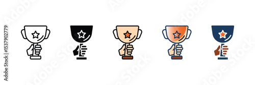 Success Trophy Icon Set Multiple Style Collection