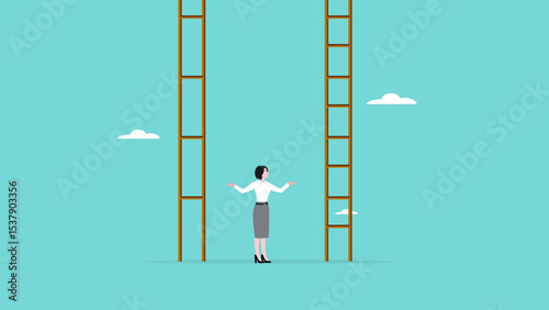 never underestimate the Importance of Small Steps concept vector illustration, business woman who offer stairs with normal or long step distances