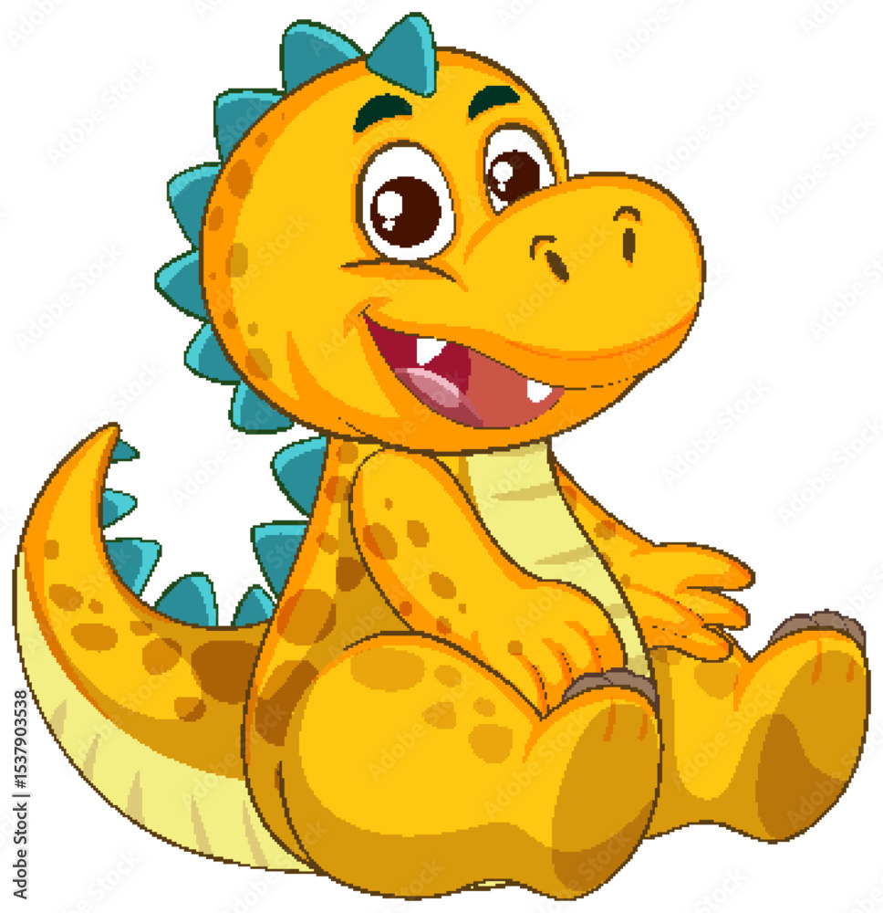 Obraz premium Cute Cartoon Dinosaur with Playful Expression