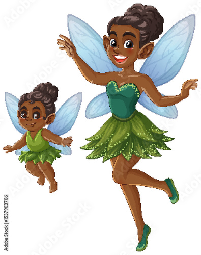 Charming Fairy Duo with Vibrant Wings