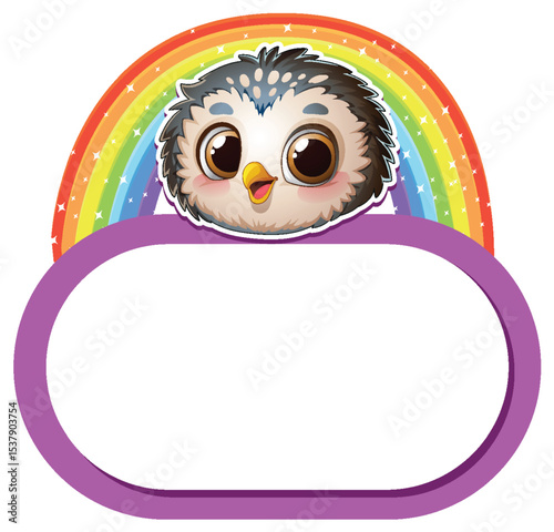 Cute Owl with Rainbow Frame