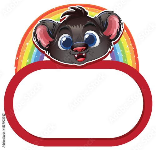 Cute Bear with Rainbow Background