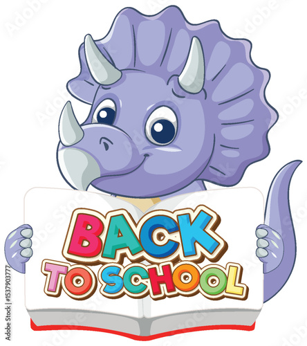 Cute Dinosaur Holding Back to School Sign