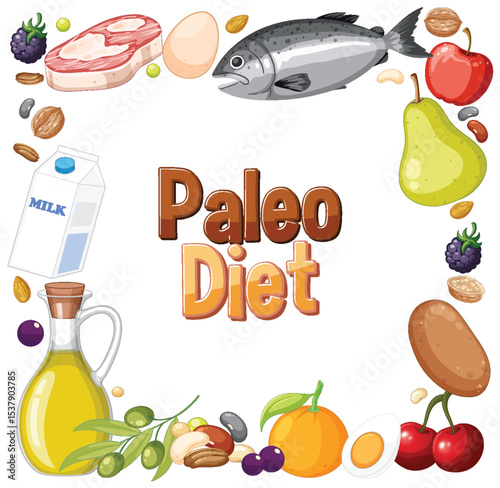 Colorful Paleo Diet Food Illustration