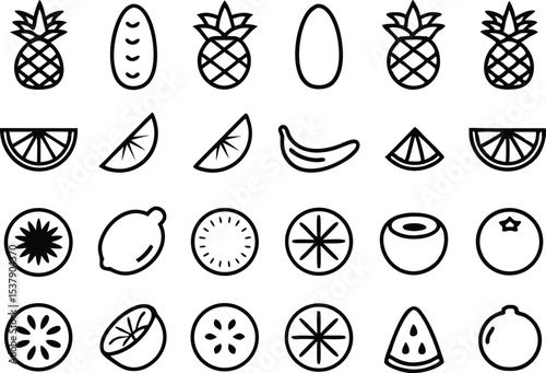 Tropical garnish flat icon set a collection of high quality tropical fruit and garnish icons for design projects