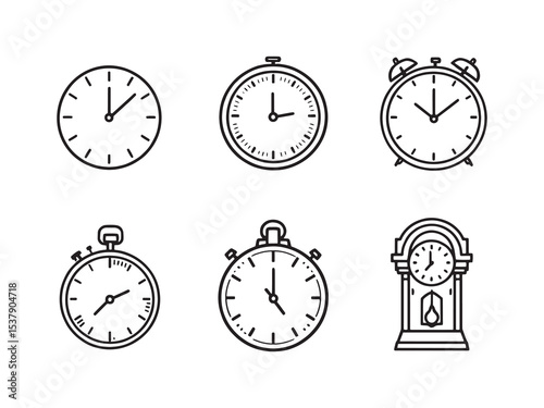 Minimalist Clock Outline Drawing