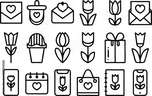Pixel art tulip icon set a collection of high quality tulip icons for merchandise and design projects