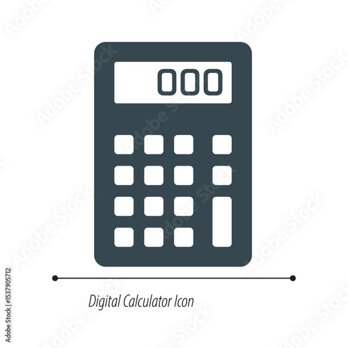 Minimalist Digital Calculator Icon with Display Showing Zero