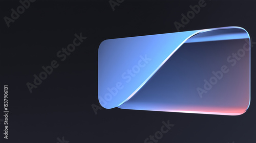 Blue Abstract Card with Curved Fold and Glow