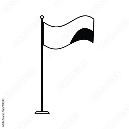 A realistic vector illustration of a flag waving on a pole suitable for various design projects and applications