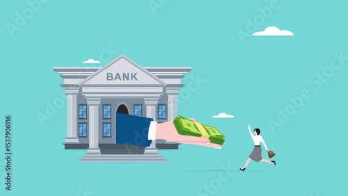 business loan, Bank offer money loans for business capital with an agreement, restore business financial stability using bank loans, businesswoman owner receives a business capital loan from the bank