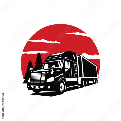 Semi Truck Silhouette Vector.eps