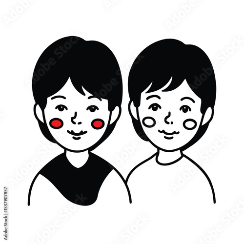 Happy children with colorful painted cheeks smiling faces playful expressions vector illustration for kids