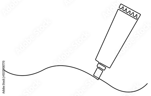 Cream, Moisturizer continuous line art, Continuous one line drawing of cosmetic cream tube. Skin care cream in single line draw illustration. Editable stroke, A single line drawing of a cream tube.