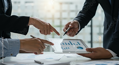 Business Analysis Review on Tablet with Charts