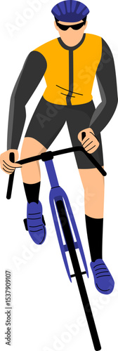 Professional Cyclist Riding Bike Vector Illustration