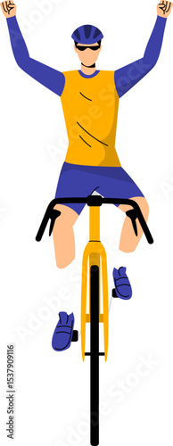 Professional Cyclist Riding Bike Vector Illustration