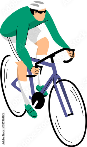 Professional Cyclist Riding Bike Vector Illustration